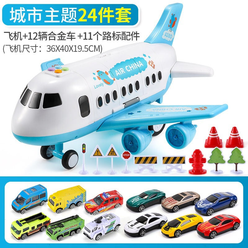Large music story orbit inertia children's toy airplane simulation passenger aircraft little boy baby music toy car