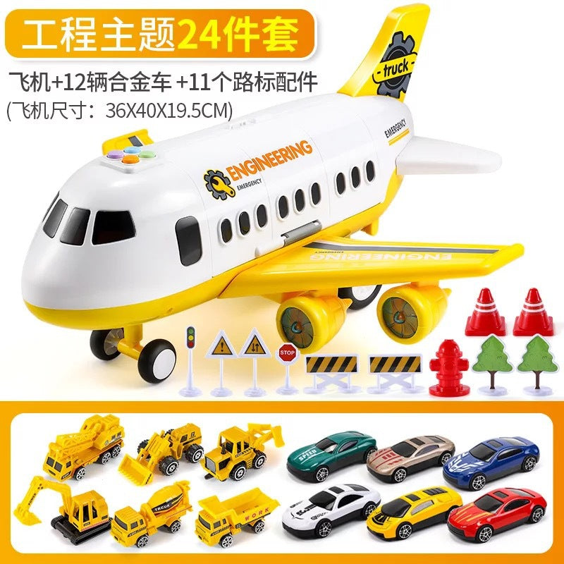 Large music story orbit inertia children's toy airplane simulation passenger aircraft little boy baby music toy car