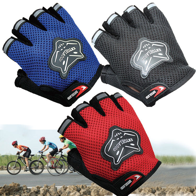 Cross-border summer mesh bicycle half finger gloves Selling fox head riding gloves