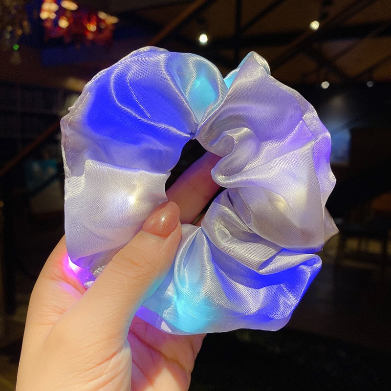 Kids Girls LED Glow Elastic Hair Bands Color