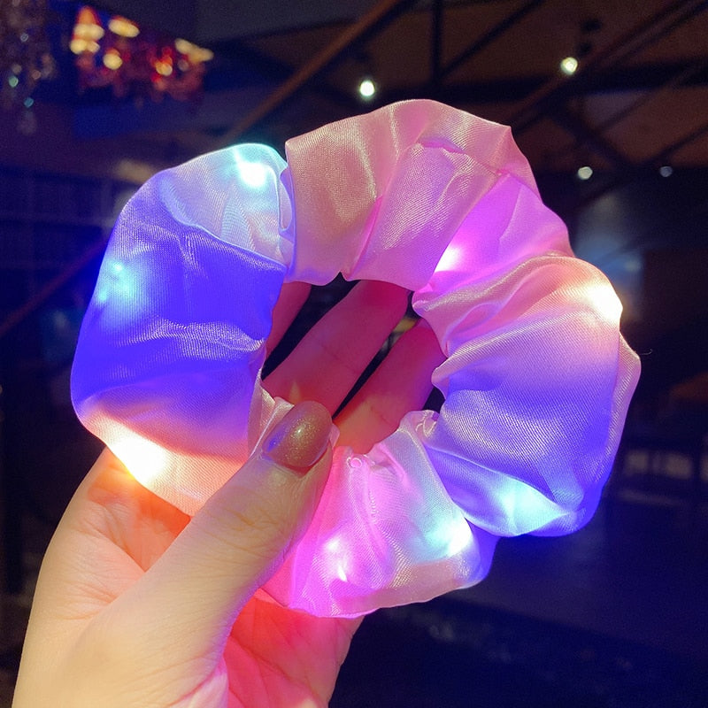 Kids Girls LED Glow Elastic Hair Bands Color