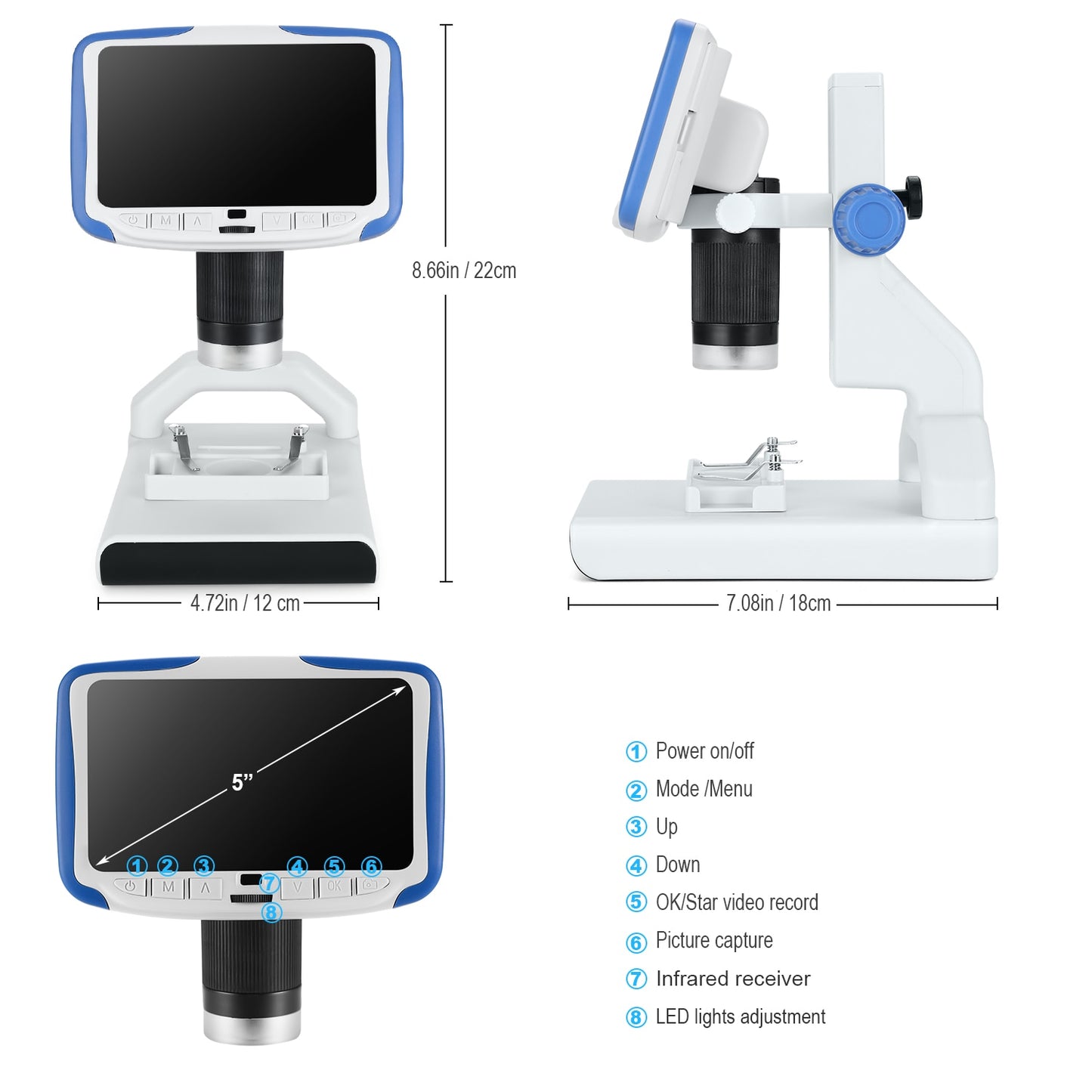 Andonstar AD205 Digital Desktop Mini Microscope with 5 Inch LCD Screen Student Educational Biologic for Kids Children Gift