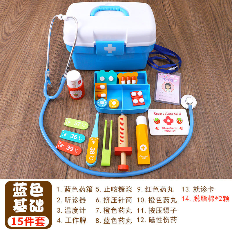 Children's family small doctor nurse set boys girl stethoscope needle toolbox Medical baby toys