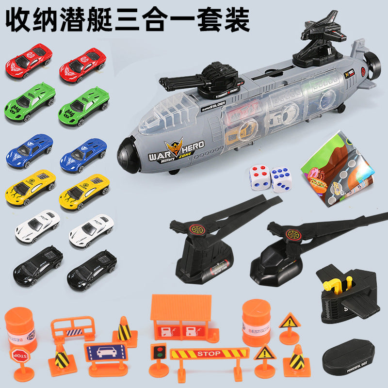 diving gunboat three in a belt track storage alloy car model container