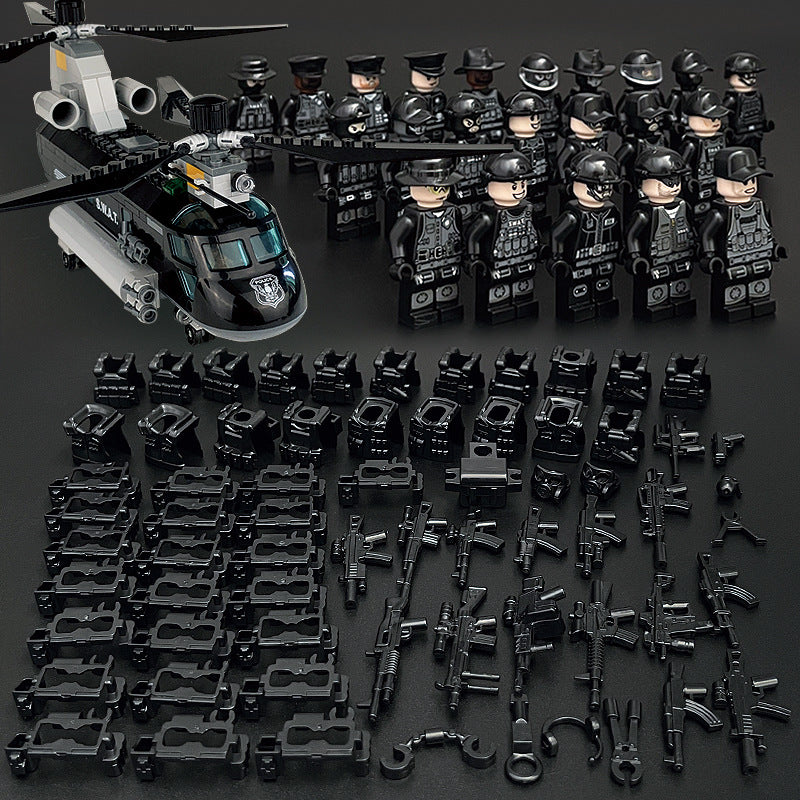 City doll 10 police military boy gift assembled building blocks weapons people toys 840077